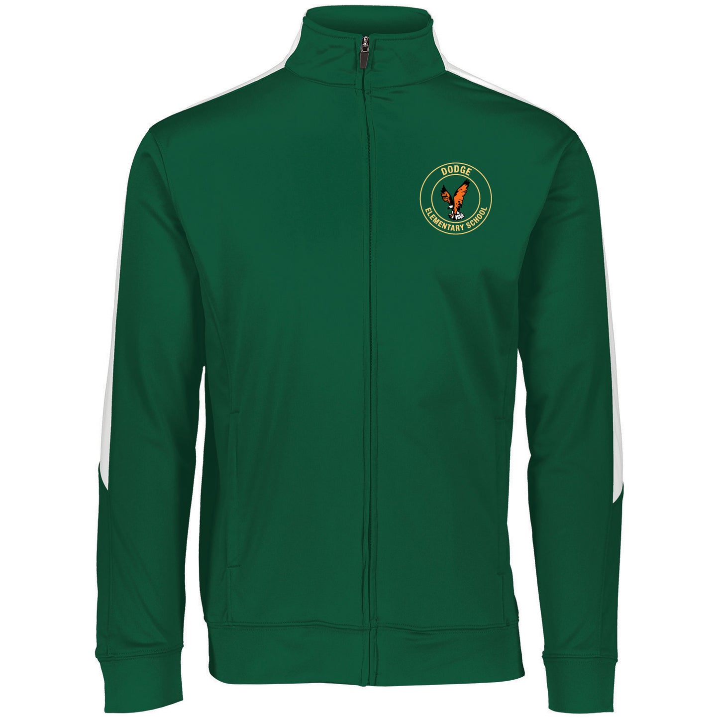 Dodge Elementary Full Zip Track Jacket - Dark Green/ White